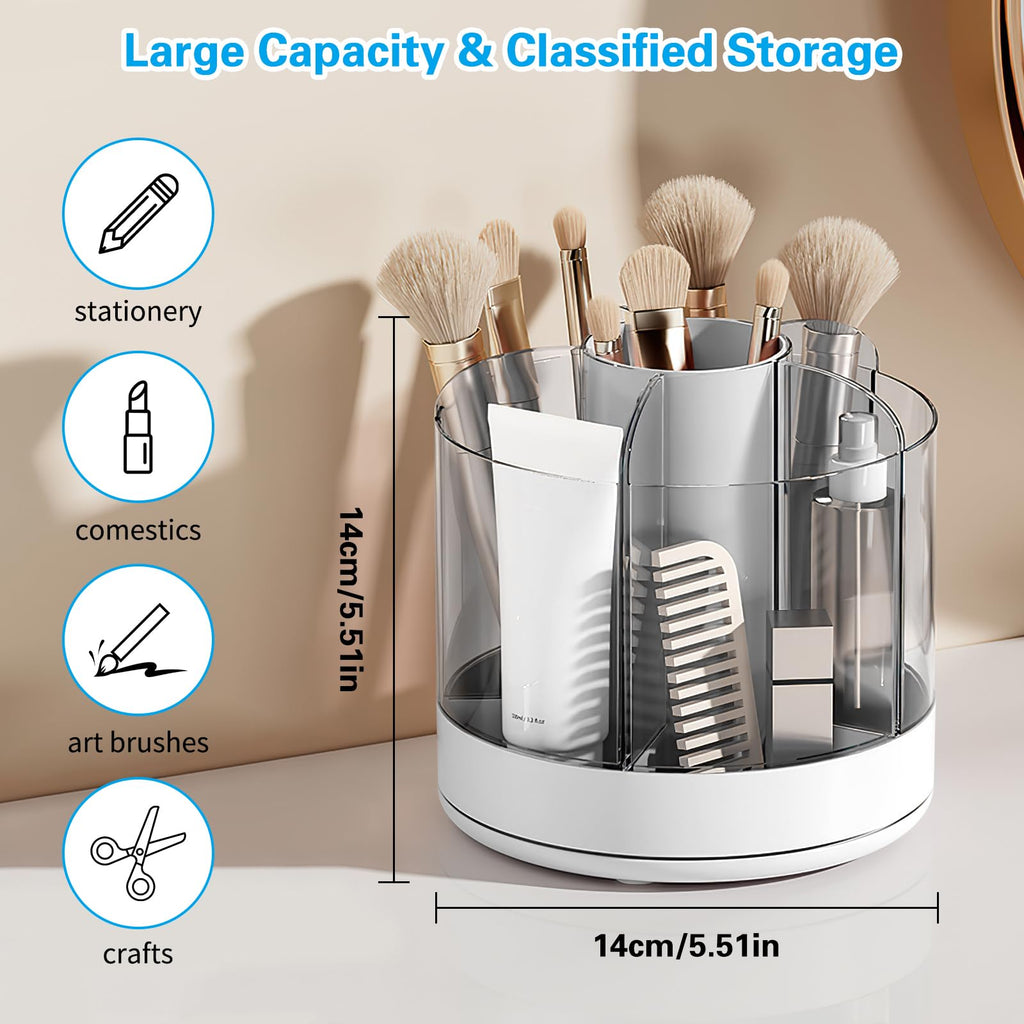 Marte Vanci Pen Holder for Desk, 360°Rotating Pen Holder for Desk, Pencil Holder Makeup Holder for Home Office School, Desktop Storage Stationery Desk Organizers and Accessories (White)
