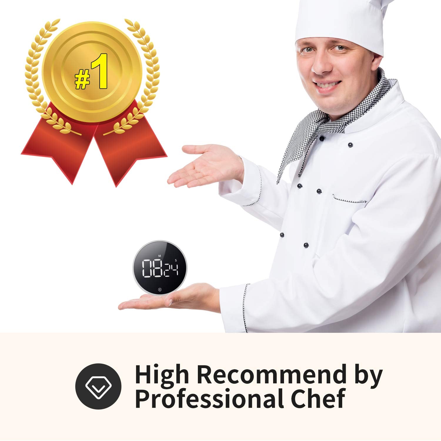 VOCOO Digital Kitchen Timer - Magnetic Countdown Countup Timer with Large LED Display Volume Adjustable, Easy for Cooking and for Seniors and Kids to Use (Deep Woodgrain)