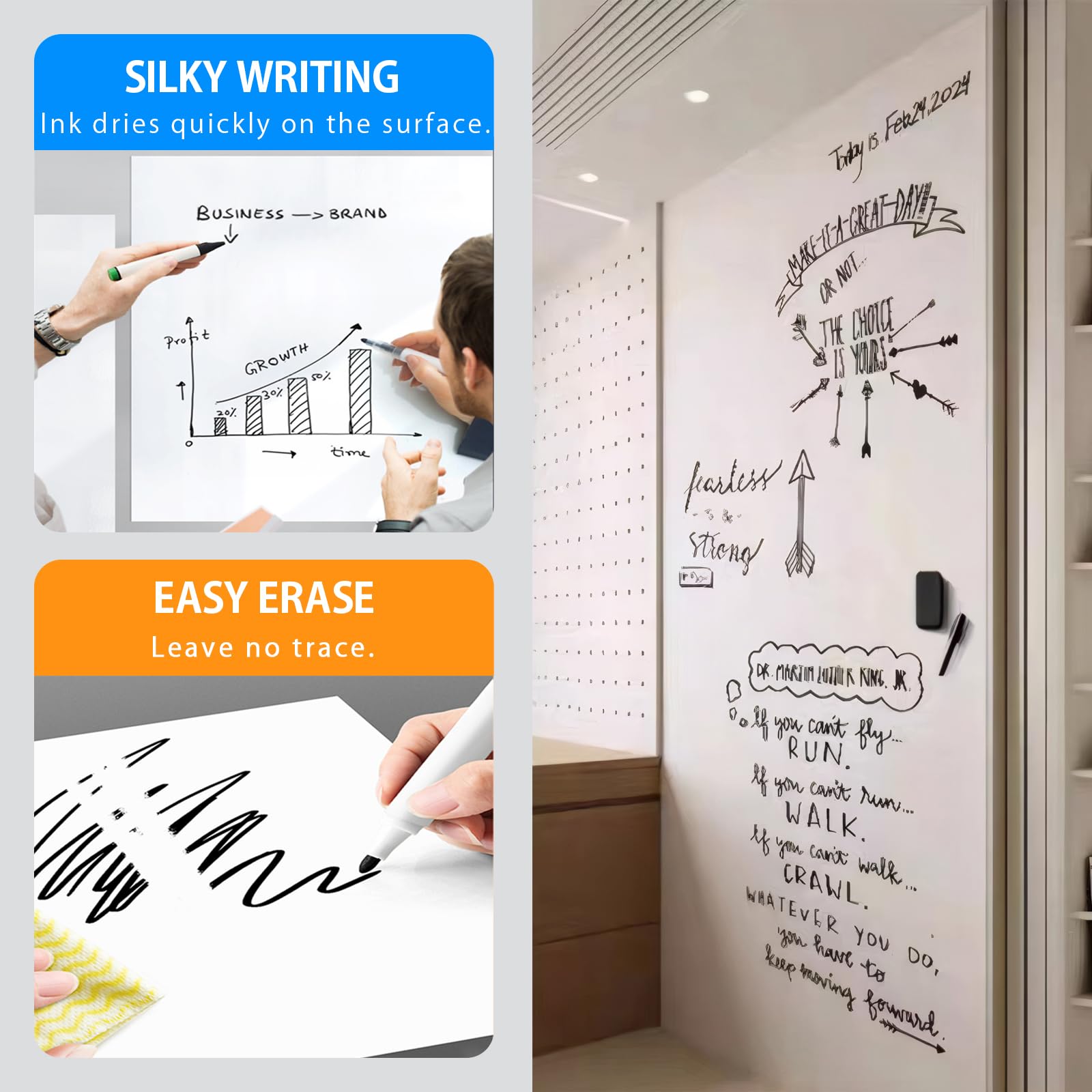 OIZUMI Magnetic Whiteboard Paper, 32''×16'' Self Adhesive White Board for Wall,White Board Dry Erase Sticker for Home Office School,Great for Bulletin, to do List,Family Graffiti Wall