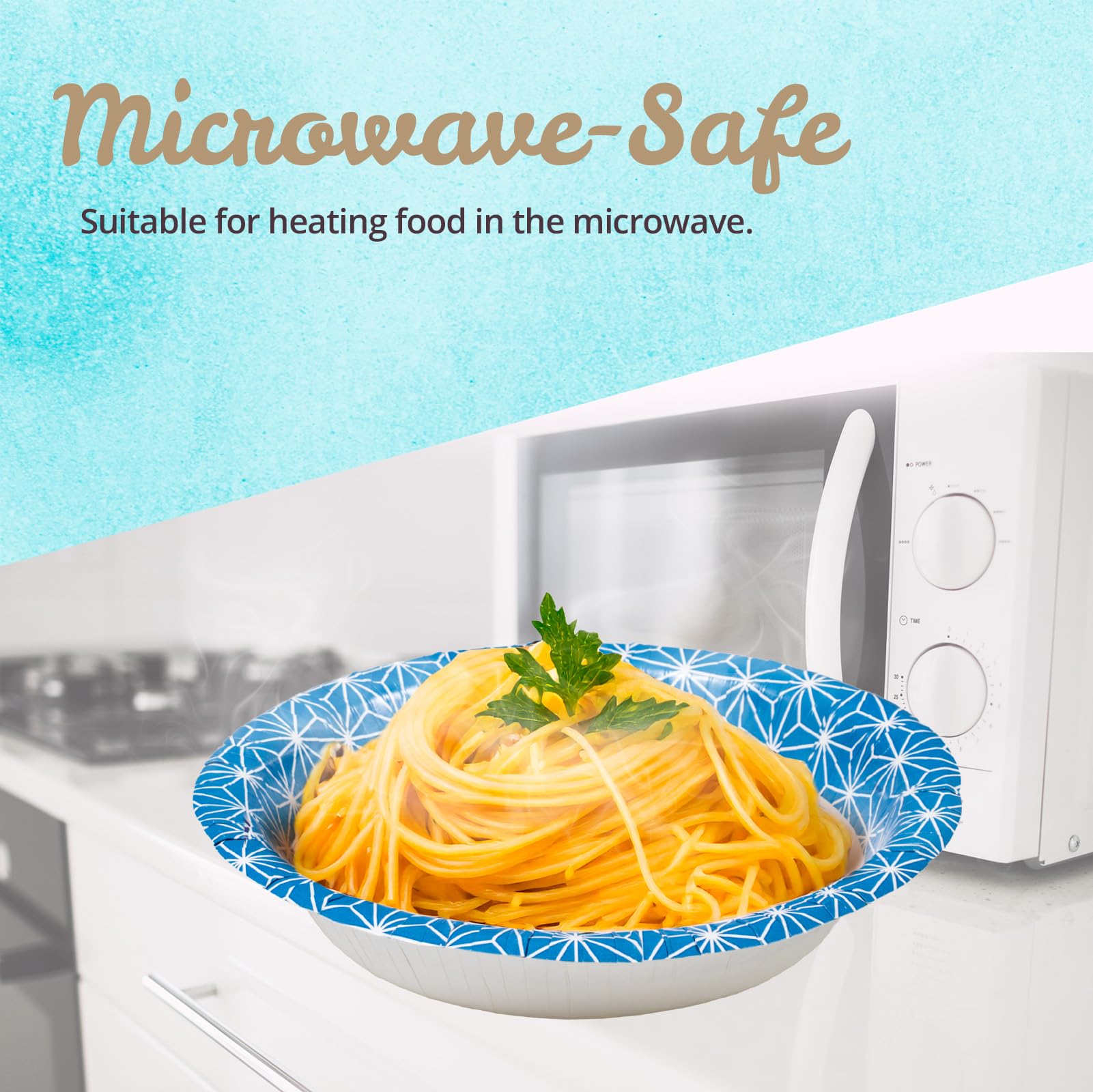 Paper Bowls, 355 ml, 150-Count, Microwave-Safe, Soak-Proof, Disposable Bowls with Asanoha Mosaic Design, Great for Soup, Salad, Snacks, and Meals