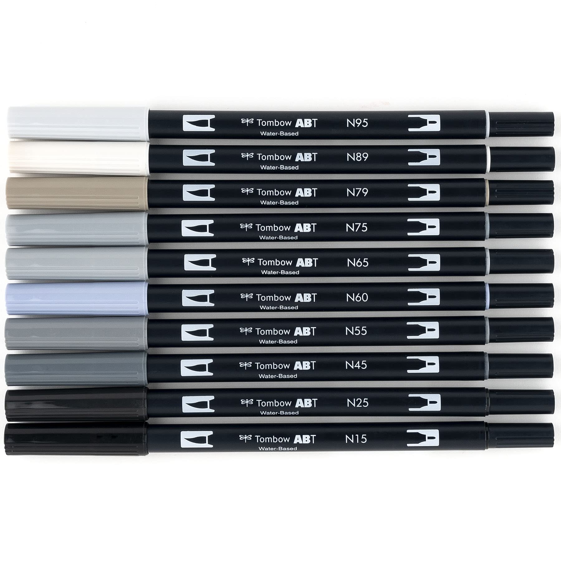 Tombow Dual Brush Pen Set, 10-Pack, Grey Scale Colors (56171)