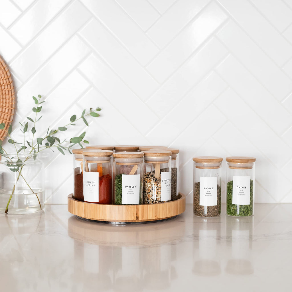 Minimalist Spice Jar Labels – 146 Preprinted Stickers for Spice, Herb & Seasoning Containers – Kitchen Pantry Organization