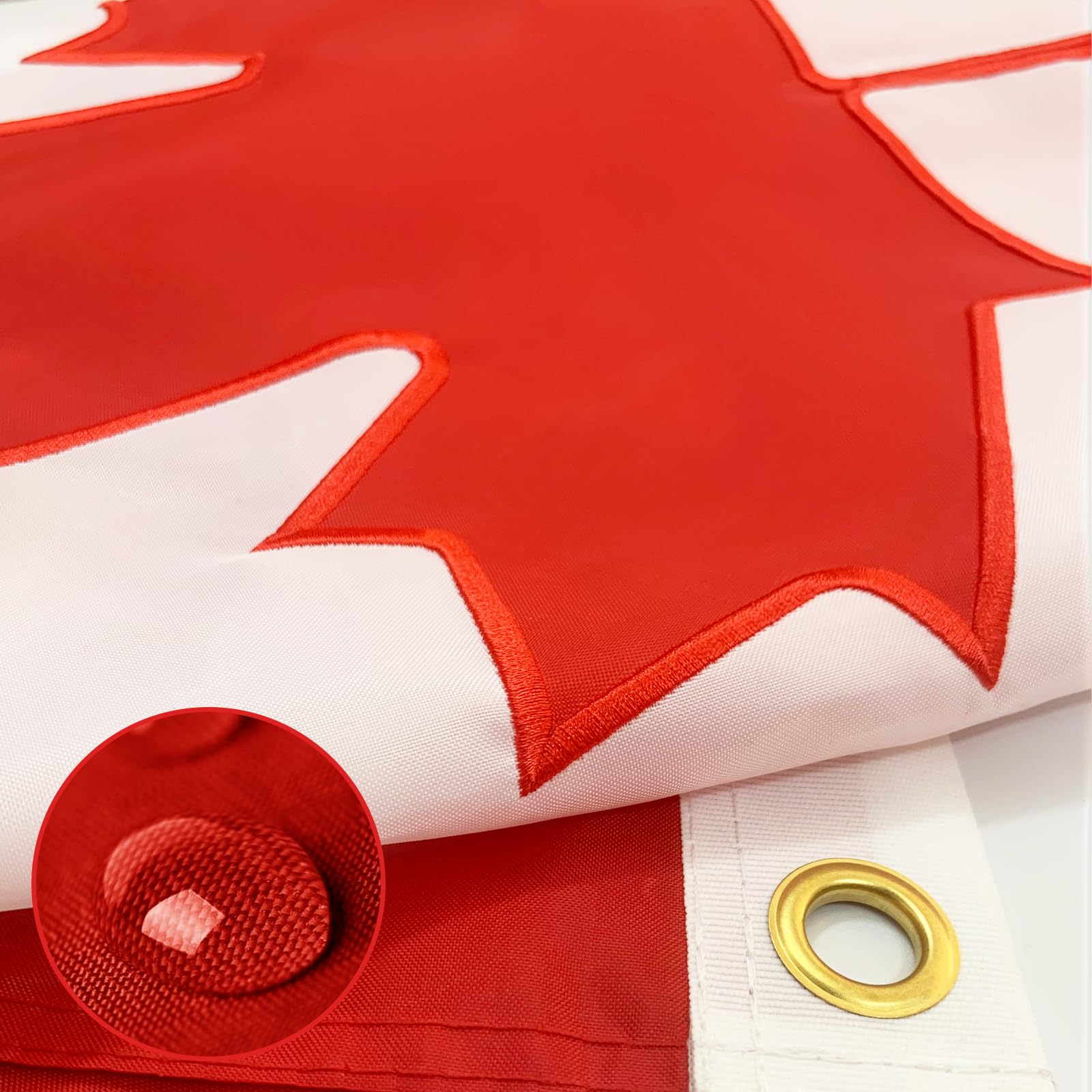 Canada Flag 2x3 FT - Made of 210D Heavy Duty Oxford Nylon Canadian Flag, Embroidered Maple Leaf with Sewn Stripes and Brass Grommets for Outdoors Indoors Decoration