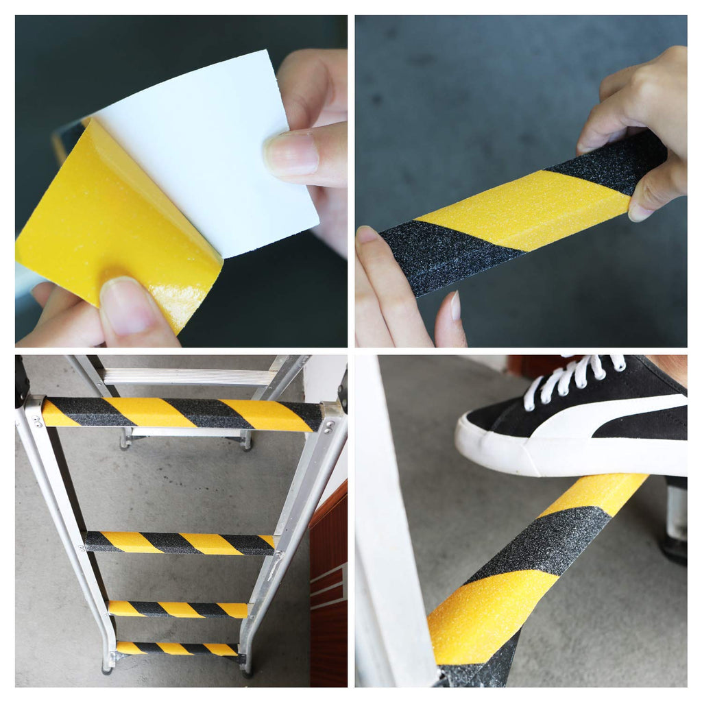 Bligo Anti Slip Safety Grip Tape, 2 Inch x 60 Foot, Non Skid Tread for Stairs, Steps, Floors, Caution Dangerous Zones, Indoor and Outdoor Use (Yellow and Black)