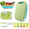 HI NINGER 9-in-1 Collapsible Camping Cutting Board With Colander, Multi Chopping Board Kitchen Vegetable Washing Basket, Camping Gifts and Accessories for RV Campers