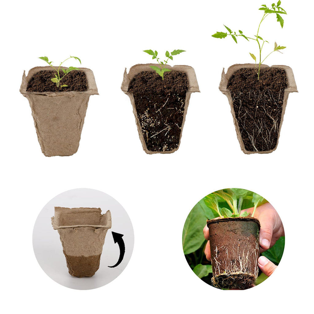 Jucoan 40 Pack Peat Pots Seed Starter Trays, 480 Cells Germination Seedling Pots, Organic Biodegradable Plant Germination Tray with 40 Plant Labels for Vegetable Flower, Herbs, Indoor Outdoor Garden