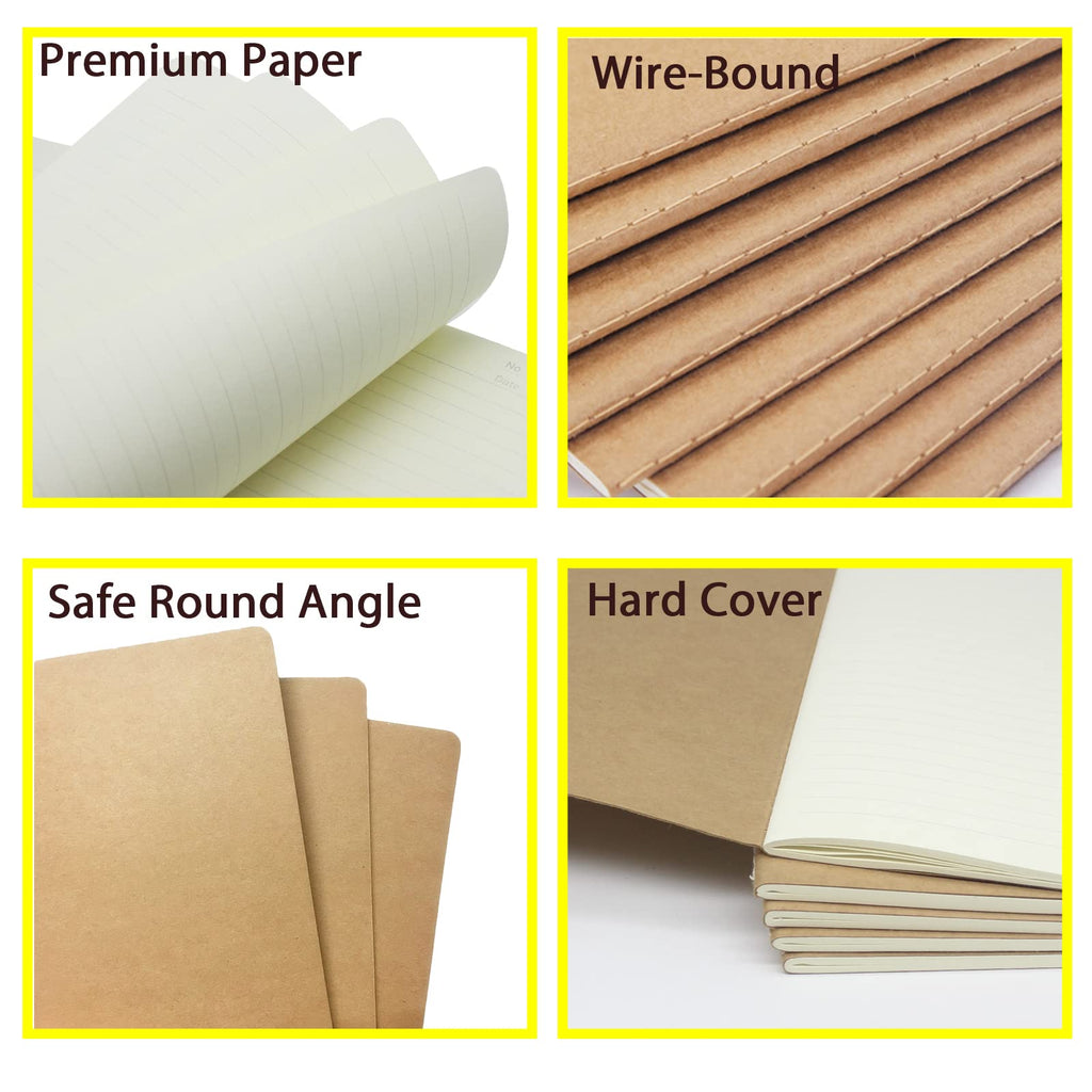 zmybcpack 12 Pack 8.5x11 inch Large Lined Notebook Journals Bulk, 32 sheets / 64 Pages, Kraft Brown Cover Lined Notebooks Composition Notebook Lined Journals for College Students, Travelers, Office