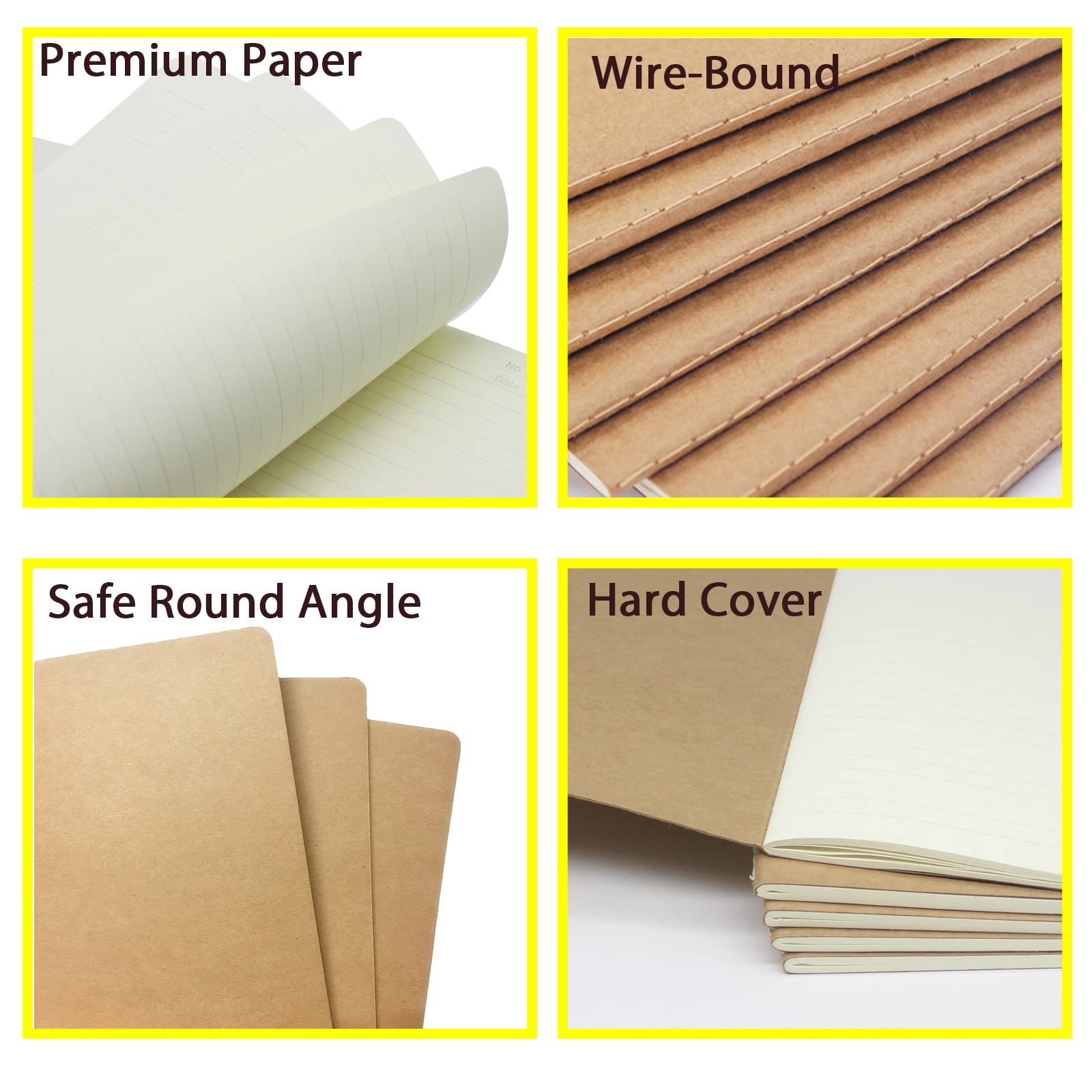 zmybcpack 12 Pack 8.5x11 inch Large Lined Notebook Journals Bulk, 32 sheets / 64 Pages, Kraft Brown Cover Lined Notebooks Composition Notebook Lined Journals for College Students, Travelers, Office