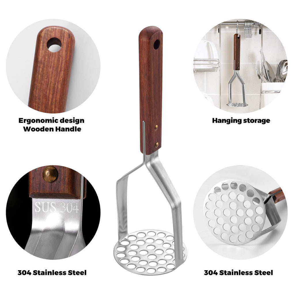Tmflexe UPGRADED Potato Masher Stainless Steel Heavy Duty Strong Anti-slip Handle Not Easy to Bent Easy to use Sturdy Construction