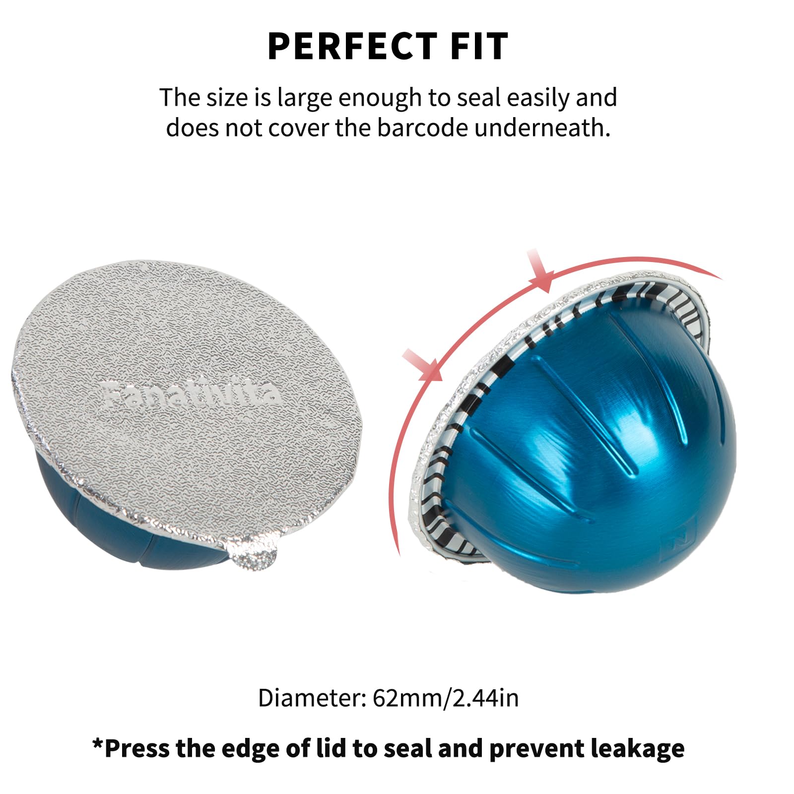 Fanativita Universal Aluminum Foil Seal Lids to Reuse Vertuo Pods, Compatible with Nespresso Vertuo Coffee Pods, 200Pcs (62mm)