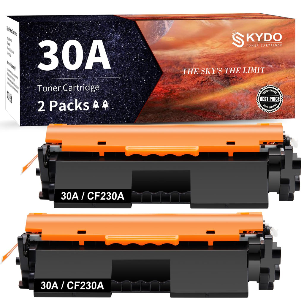 2PK [Latest Chip] CF230A 30A Black Toner Cartridge Replacement for HP 30A 30X CF230X, M227fdw Toner Work with LaserJet Pro M203dw M227fdn M227fdw M203dn M203d M227 M203 Printer Toner