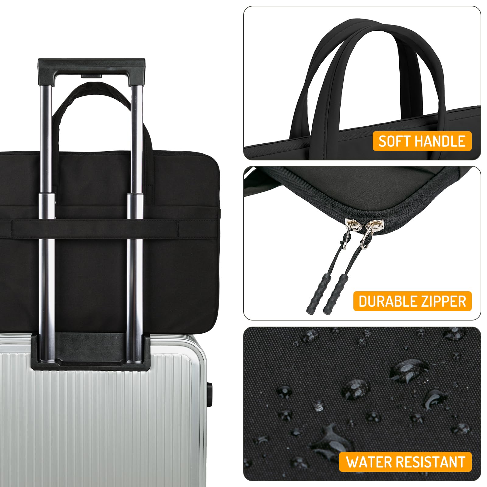 MicaYoung 15.6 Inch Laptop Case Carrying Bag Sleeve Cover, Waterproof Soft Small Briefcase for 15 15.6 16 inch Acer Asus Dell HP Thinkpad Chromebook Computer Notebook, Black
