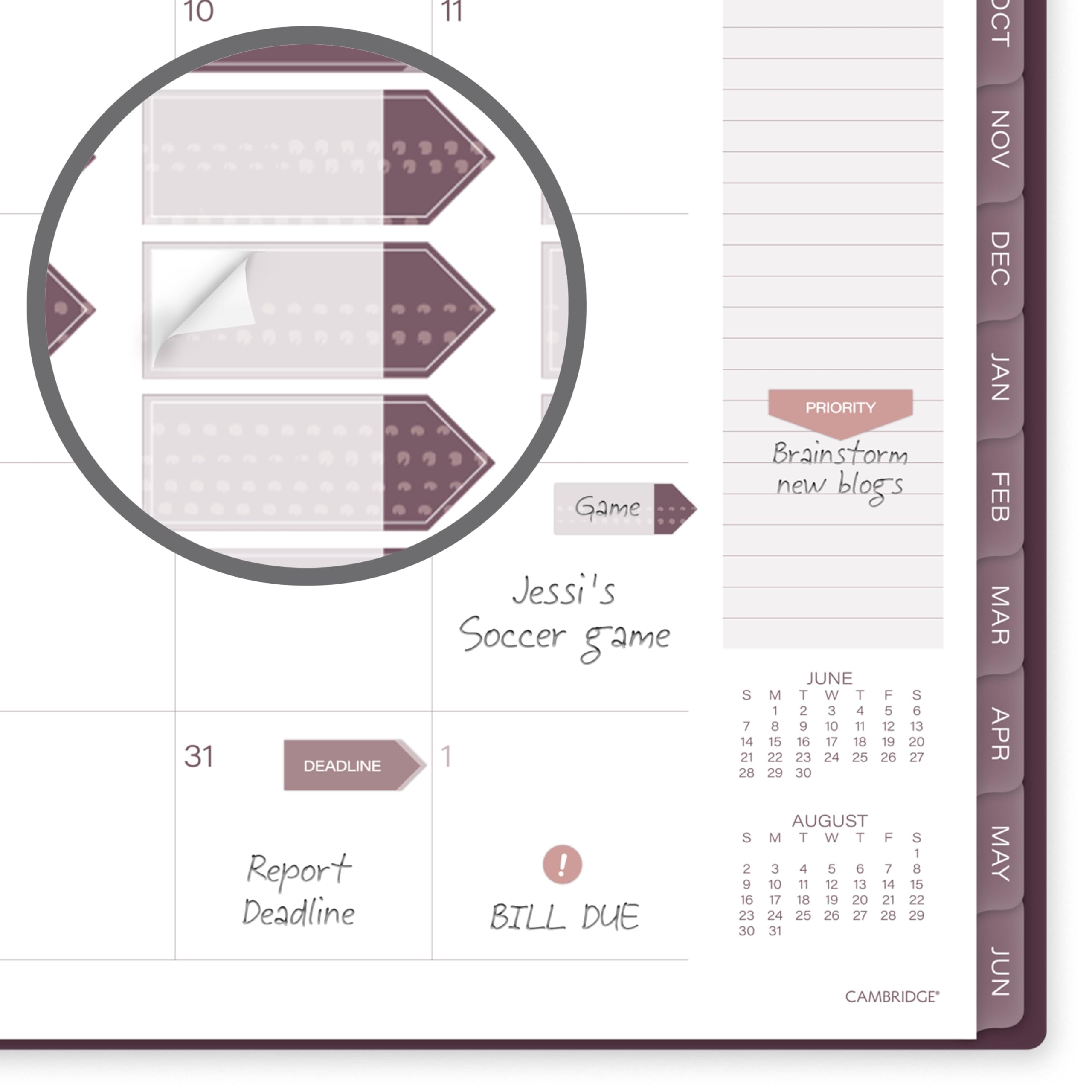 Cambridge Planner 2026-2027 Weekly & Monthly Academic 12-Month July-June, 8-1/2" x 11", Stria (1797-905A)