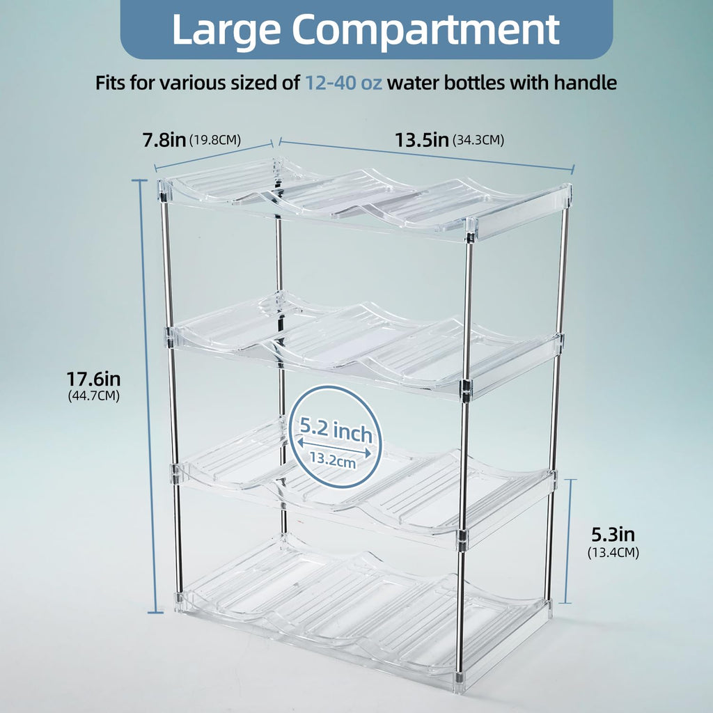 4-Tier Stackable Water Bottle Organizer for Stanley Cup 40oz, Tumbler Organizer, Space-Saving Storage Holder Rack for Large Cups, Ideal for Home and Kitchen Cabinet, Countertop, Pantry, Wine Rack