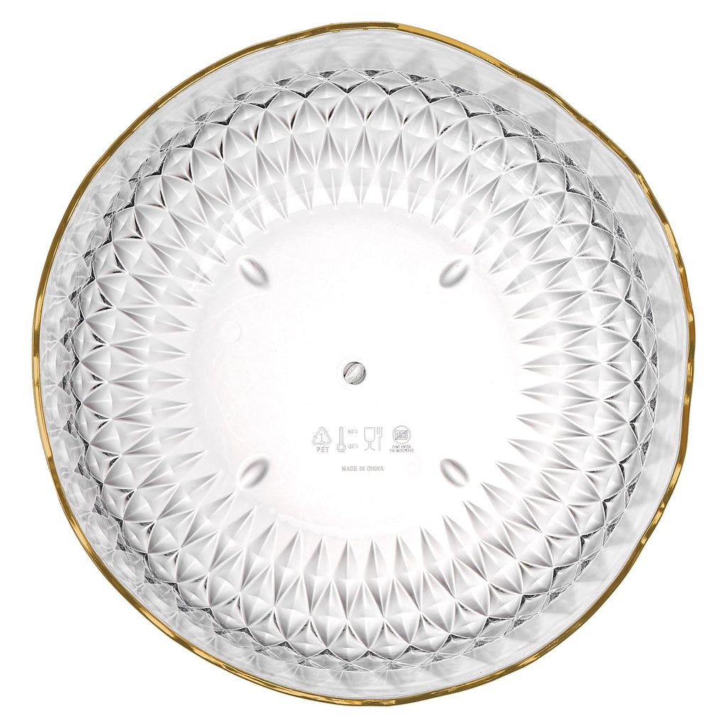 Frcctre 4 Pack Clear Plastic Serving Bowls, 70 Ounce Crystal Salad Mixing Bowl, 9 Inch Round Plastic Bowls Catering Bowls for Party, Salad, Fruit, Snack, Chip, Popcorn