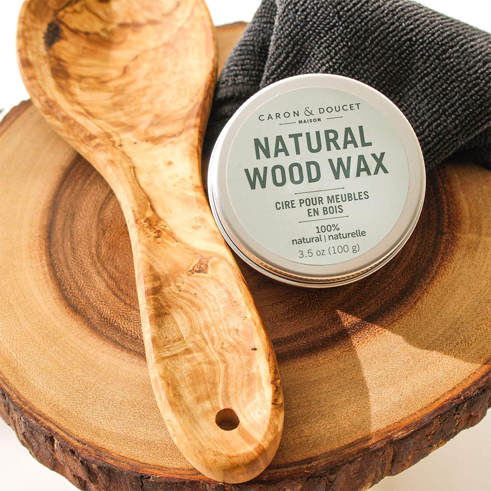 Caron & Doucet - Natural Wood Conditioning Oil and Wax Bundle - 100% Plant Based Wood Conditioning and Polishing Oil - Orange Scented - Suitable for Natural Wood Furniture. (8oz)