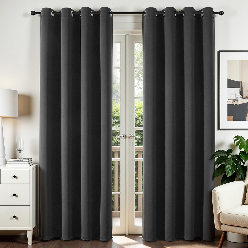 Joydeco Blackout Curtains 2 Panels, Black Out Curtains 84 Inches Long, Room Darkening Grommet Drapes for Bedroom Living Room Windows (W52 x L84 Inch, Dark Grey)