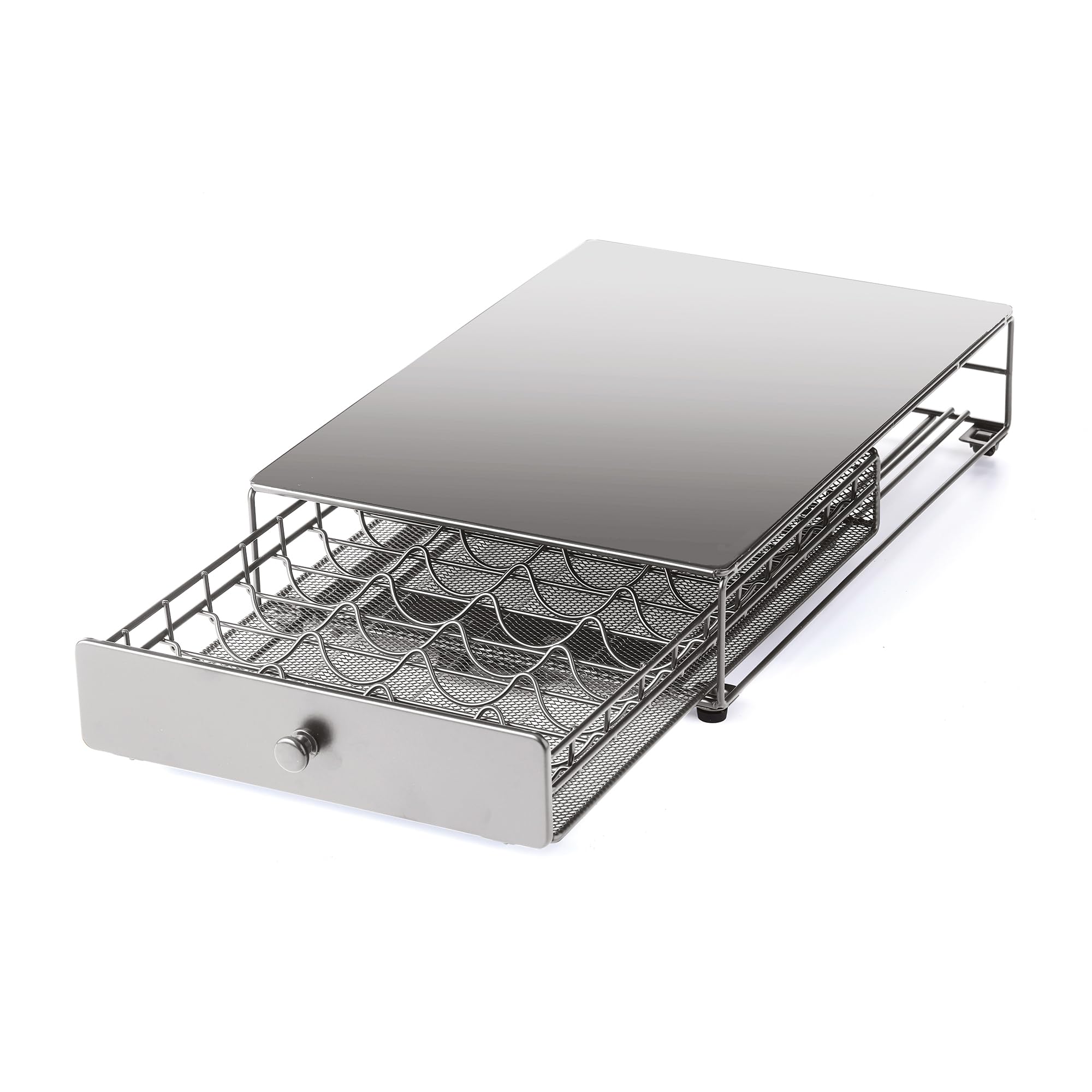 Starfrit Coffee Pod Capsule Drawer - Holds up to 40 Nespresso Vertuoline Pods - Under Brewer Storage Rolling Drawer - Silver