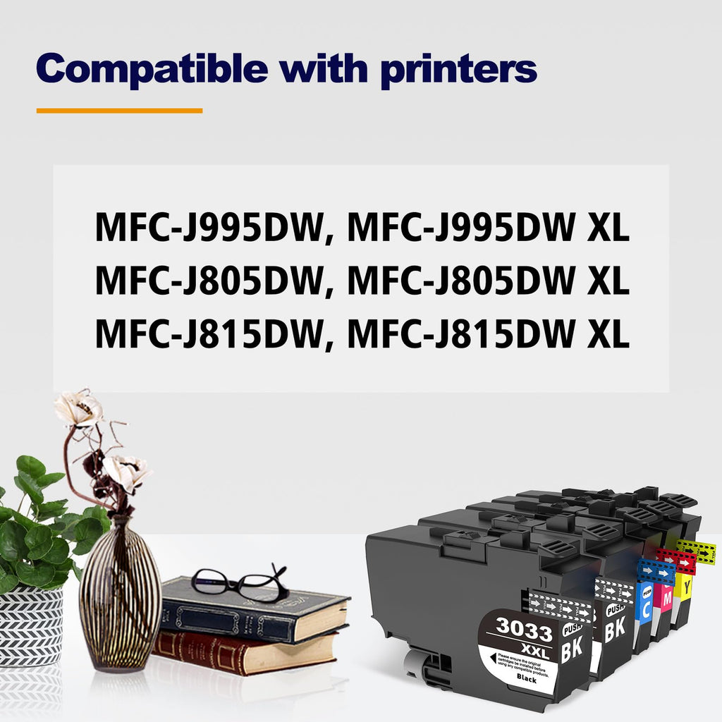 LC3033XXL Ink Cartridges 5-Pack Super High-Yield Compatible for Brother LC3033 LC3035 for MFC-J995DW MFC-J805DW MFC-J815DW MFC-J995DWXL MFC-J805DWXL MFC-J815DWXL Printer (5-Pack, BK*2/C/M/Y)