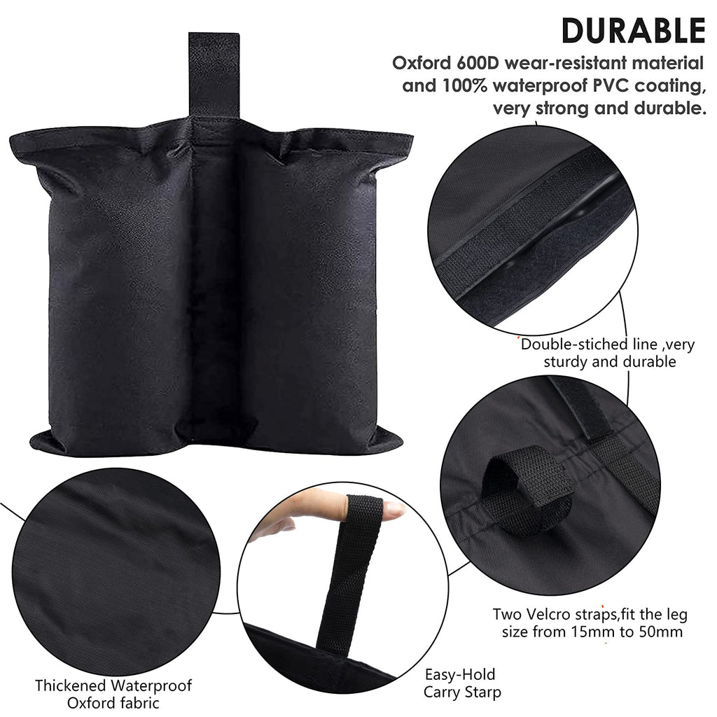 Gazebo Weights Bags, 4 Pack Gazebo Sand Weights, Heavy Duty Sand Weight Bags, Leg Weights for Pop up Canopy Tent Sun Shades, Garden Gazebos, Umbrella, Parasols, Trampolines Weighted Feet Bag