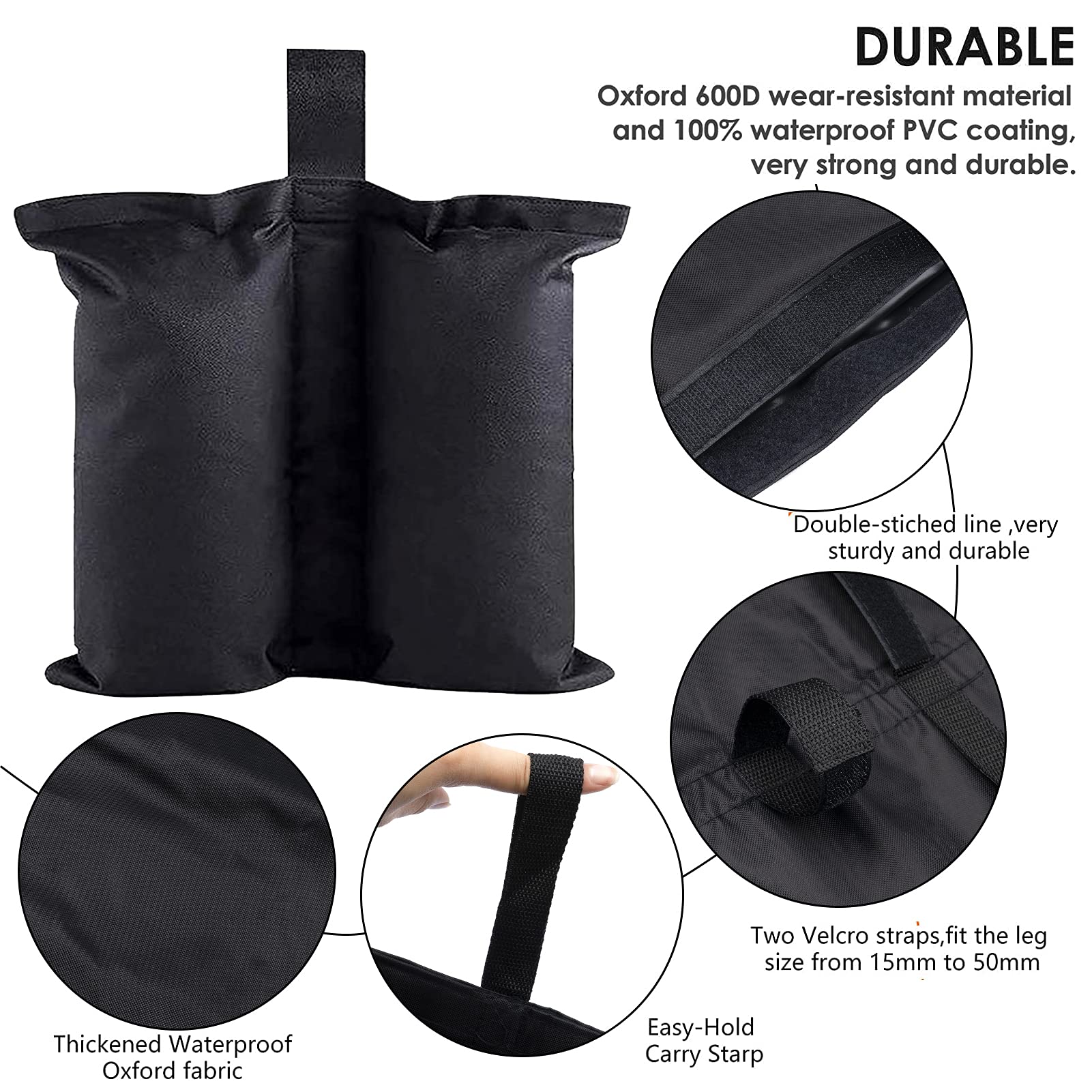 Gazebo Weights Bags, 4 Pack Gazebo Sand Weights, Heavy Duty Sand Weight Bags, Leg Weights for Pop up Canopy Tent Sun Shades, Garden Gazebos, Umbrella, Parasols, Trampolines Weighted Feet Bag