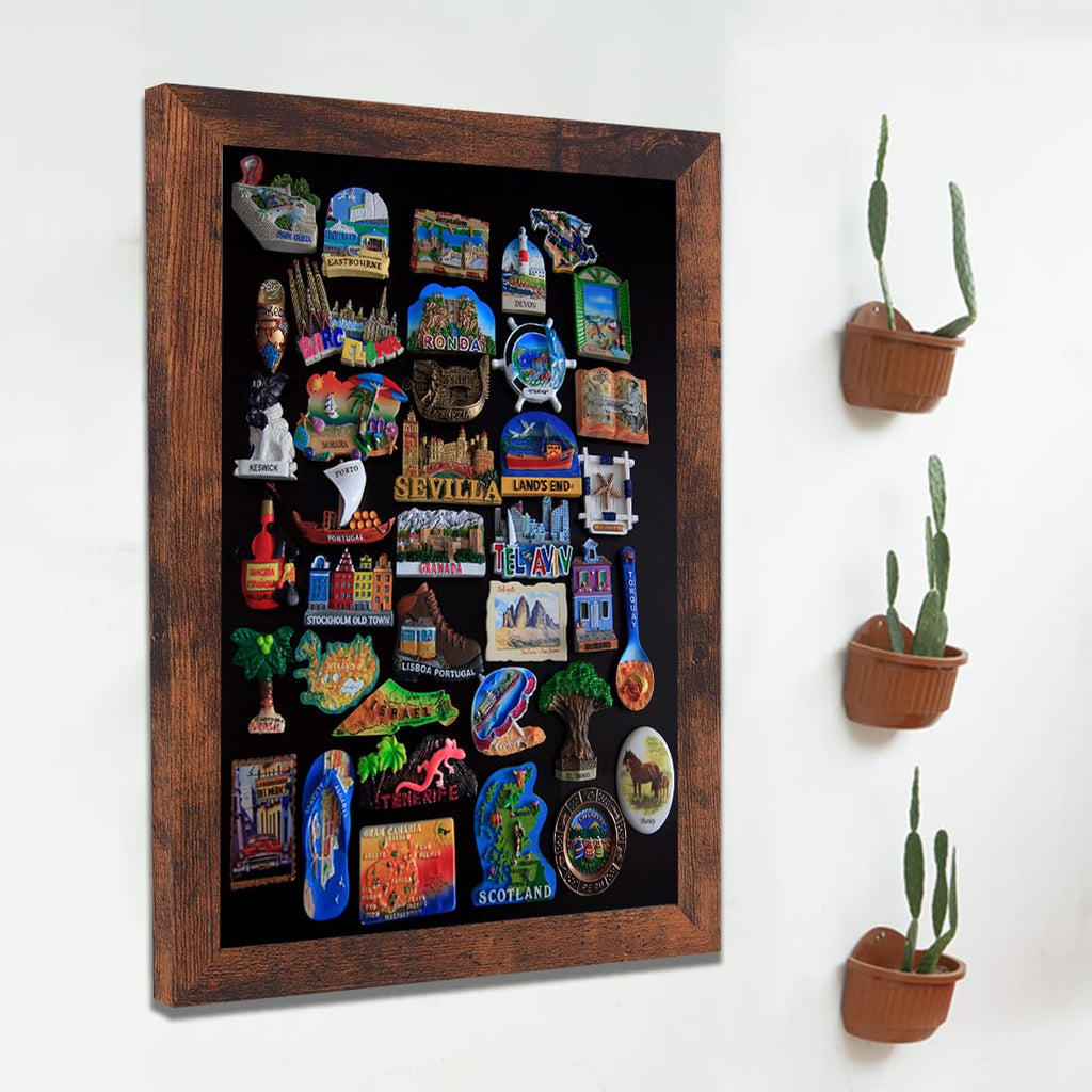 Umtiti Chalkboard, 30 * 40 cm, Walnut Brown Solid Wood Frame，Magnetic Surface Chalkboard for Kitchen Home, Office, Restaurantand and Wall Decor，BN-3040-CA