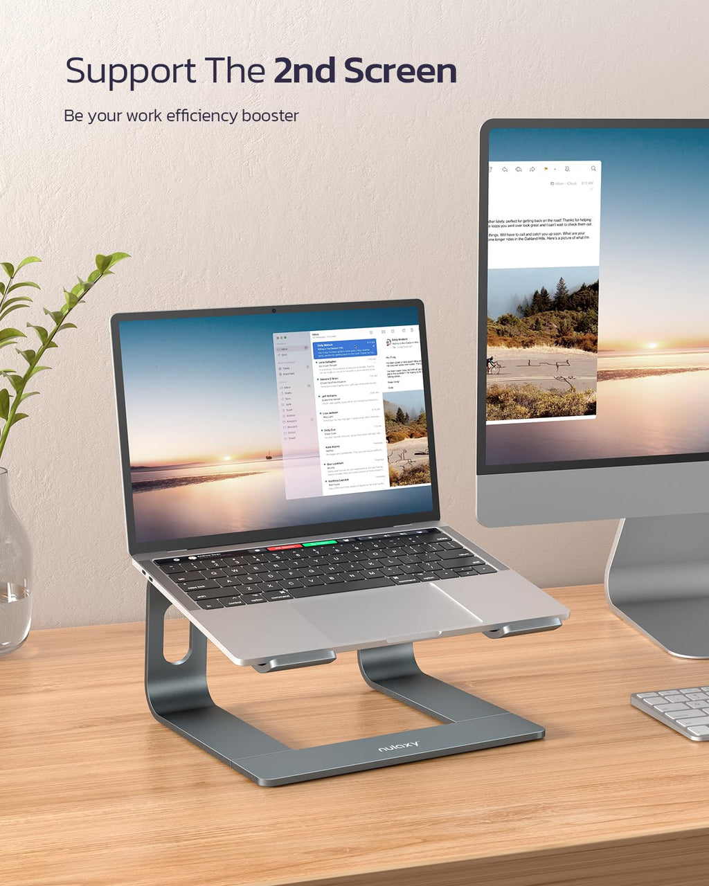 Nulaxy Laptop Stand, Ergonomic Aluminum Cooling Computer Stand, Detachable Laptop Riser, Support Protable Notebook Holder Stand Compatible with MacBook Air Pro, Dell XPS, Lenovo More 10-15.6" Laptops