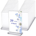 PIAOPIAONIU 20 Pack 4x6 Acrylic Sign Holder Double Sided Clear Display Stand Vertical T Shape Flyer Menu Brochure Table Holders for Restaurant Wedding School Office Hotel Party