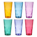 Superplanet™ Premium Colored Plastic Drinking Cups, 16 oz/BPA-Free, Unbreakable/Stackable Acrylic Water Cups (6-Pack), Suitable for Milkshakes, Iced Tea, Juice