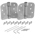 KS Hardware Mortise Spring Hinge | Automatic Self Closing Door Hinges with Complete Installation Hardware | 4" X 4" with 5/8" Radius Corners | 2 Pack, Satin Nickel Finish