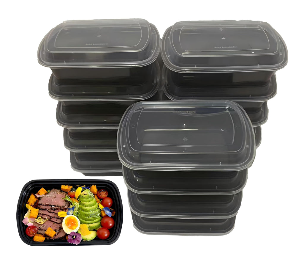 15Pack 38oz Reusable Plastic meal prep containers with lids， Rectangular Food Storage Container，Take out Containers ，Freezer/Microwave Safe