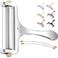Zulay Kitchen Stainless Steel Wire Cheese Slicer - Adjustable Hand Held Cheese Cutter with 2 Extra Wires - Premium Cheese Shaver for Mozzarella, Cheddar, Gruyere - Cheese Cutter with Wire (Silver)