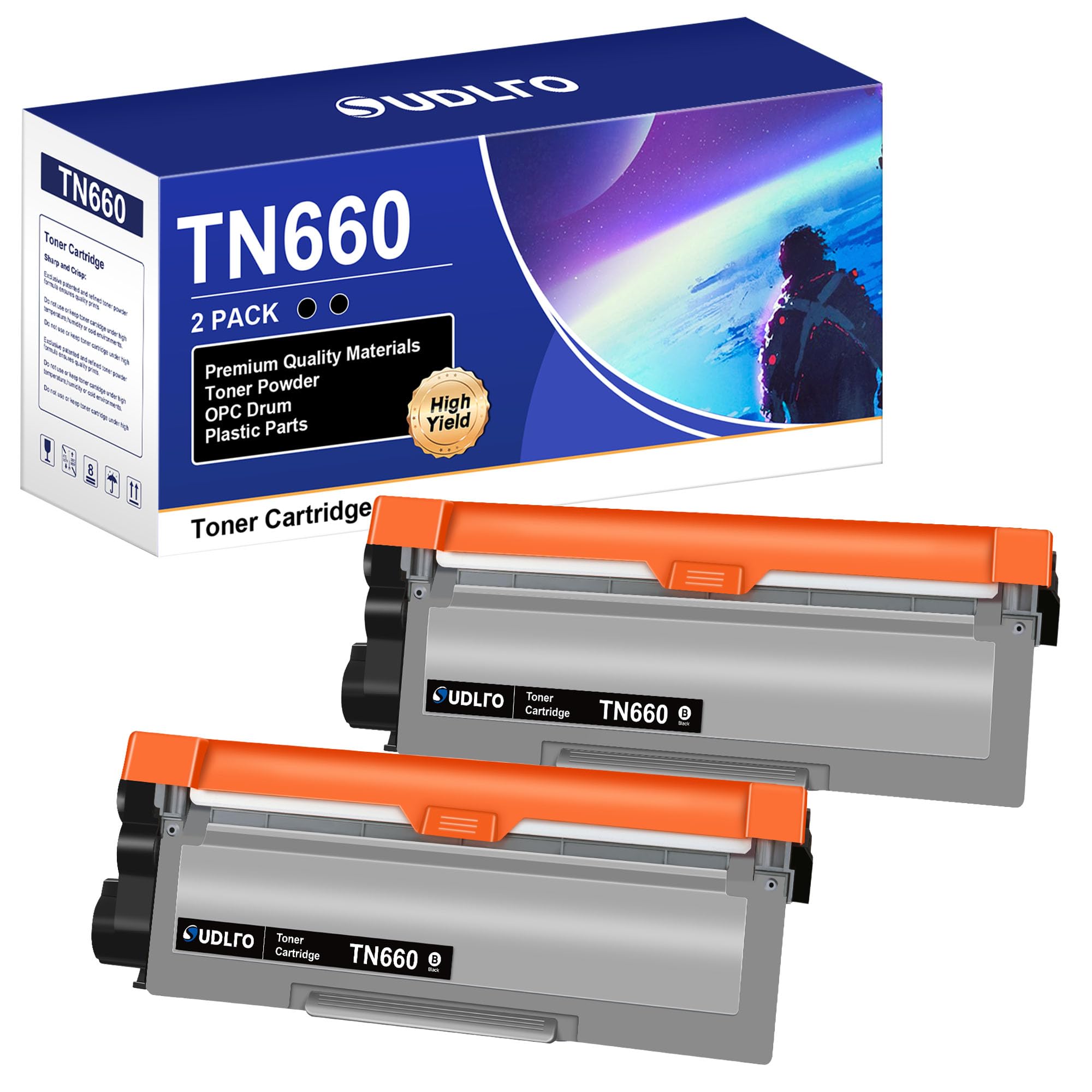 TN660 TN-660 Toner Cartridge Replacement Compatible for Brother TN660 TN630 TN-630 TN-660 Use for HL-L2300D HL-L2380DW HL-L2320D DCP-L2540DW HL-L2340DW HL-L2360DW HL-L2305W (2 Black)