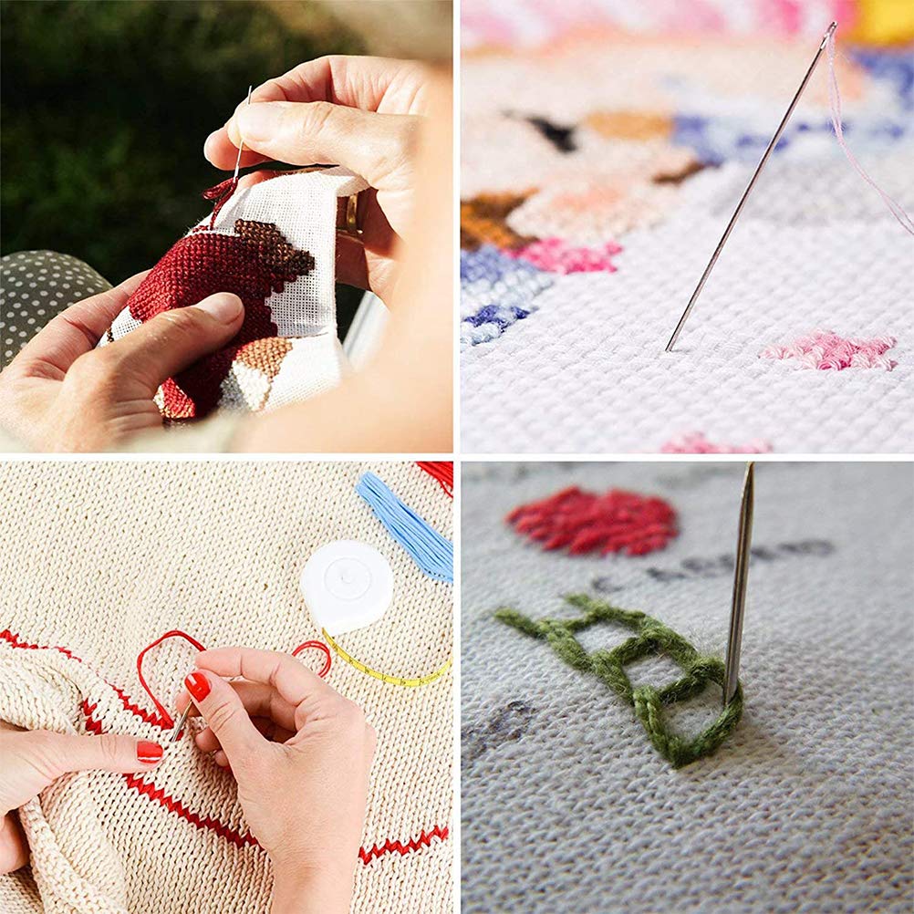 Full Range Embroidery Starter Set Including 5 Pieces Bamboo Embroidery Hoops, 100 Colors Embroidery Threads, 2 Pieces Aida Cloth and Cross Stitch Tool Kit for Beginners (100 Embroidery Thread (New))