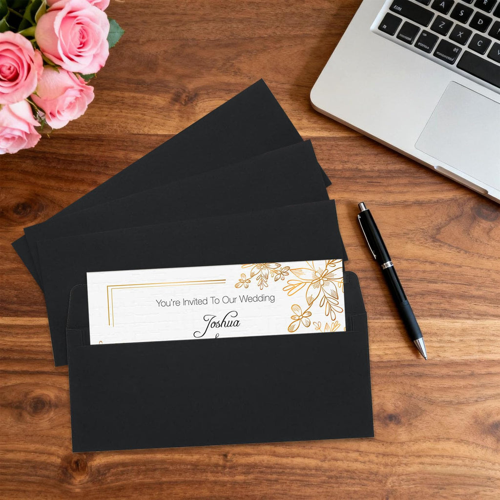 100 Pack Thickened #10 Business Envelopes,4-1/8 x 9-1/2 inches Invitation Envelopes,Perfect for Home Office & Business Mails (Black)