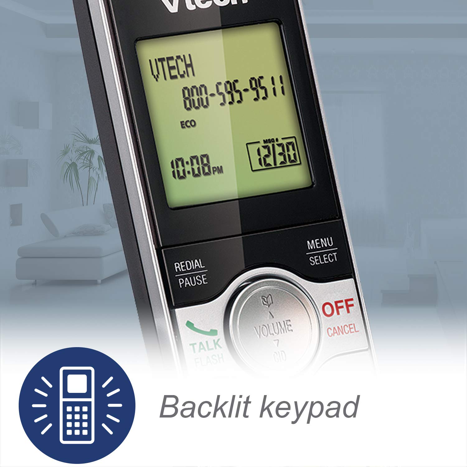VTech DECT 6.0 Single Handset Cordless Phone with ITAD, CID, Backlit Keypad and Screen, Full Duplex Handset Speakerphone, Call Block Silver/Black - CS6929
