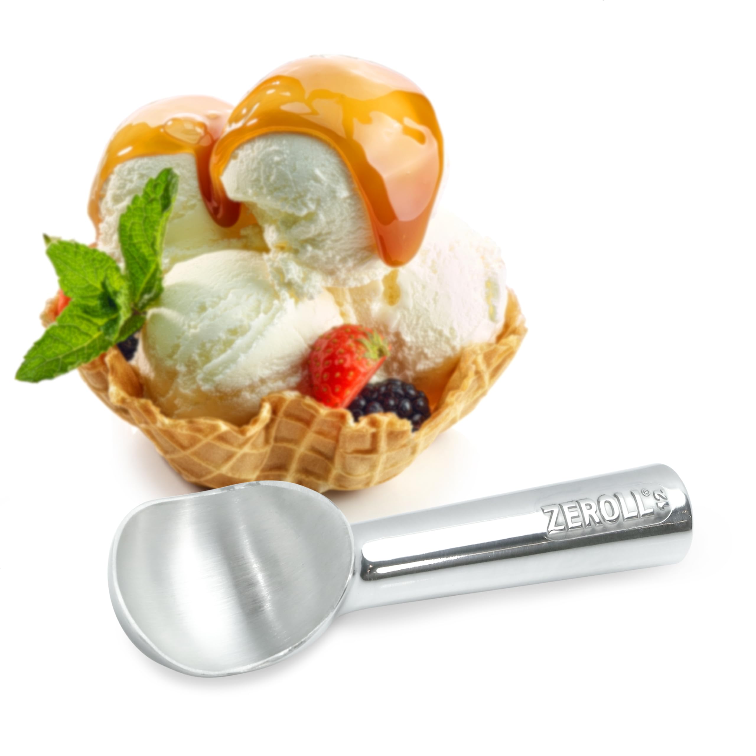 Zeroll 1012 Original Ice Cream Easy Scoop with Unique Liquid Filled Heat Conductive Handle Simple One Piece Aluminum Design Easy Release 24 Scoops per Gallon Made in USA, 3-Ounce, Silver