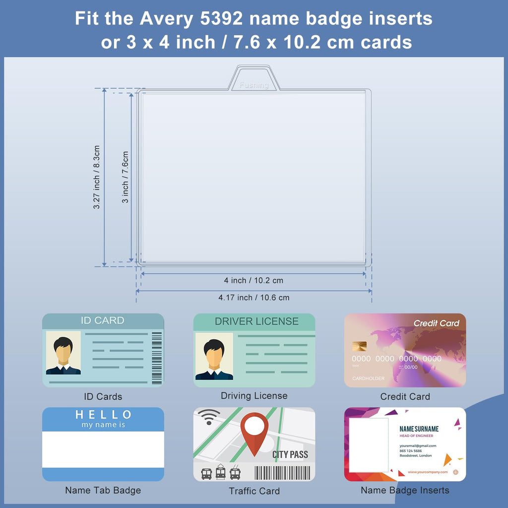 Name Badge Holders with Clip - Fushing 40PCS Clear Plastic ID Badge Holders with Badge Clips for 3 x 4 Inch Name Badge Inserts