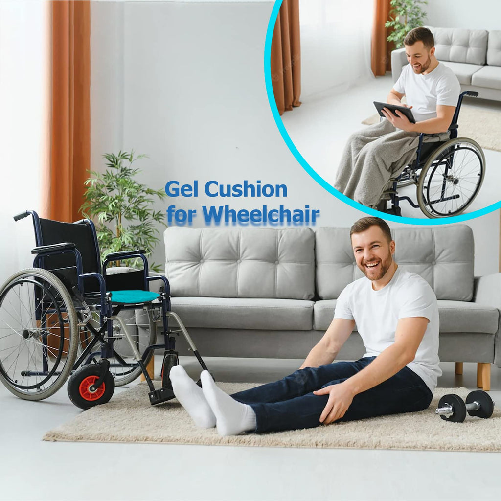 Gel Seat Cushion for Long Sitting, Gel Cushions for Pressure Sores Relief, Double Thick Gel Cushion for Sitting, Seat Cushions for Office Chairs with Breathable Nonslip Cover