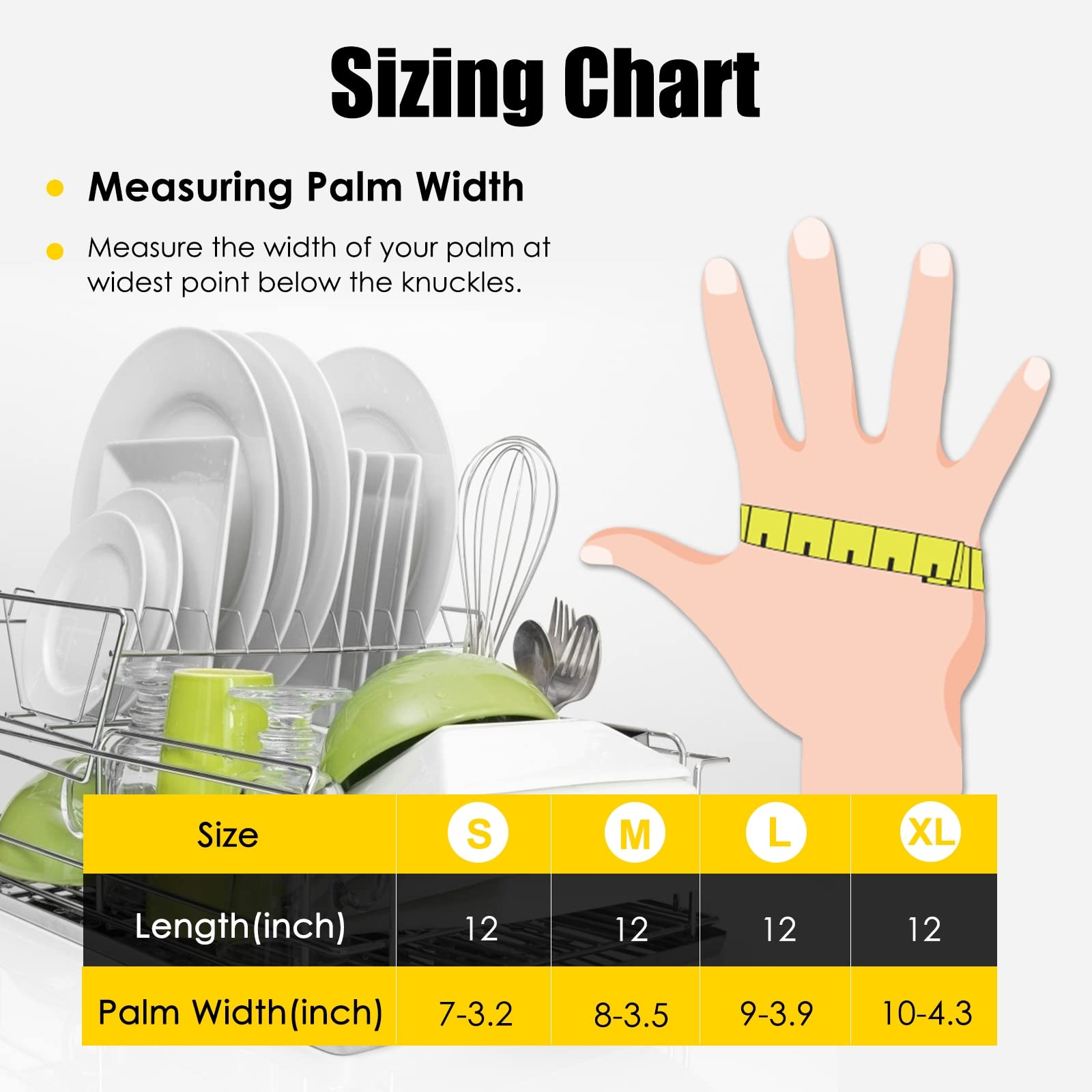 Rubber cleaning gloves yellow 6 Pairs for Household,Reuseable dishwashing gloves for Kitchen.(6,Medium)