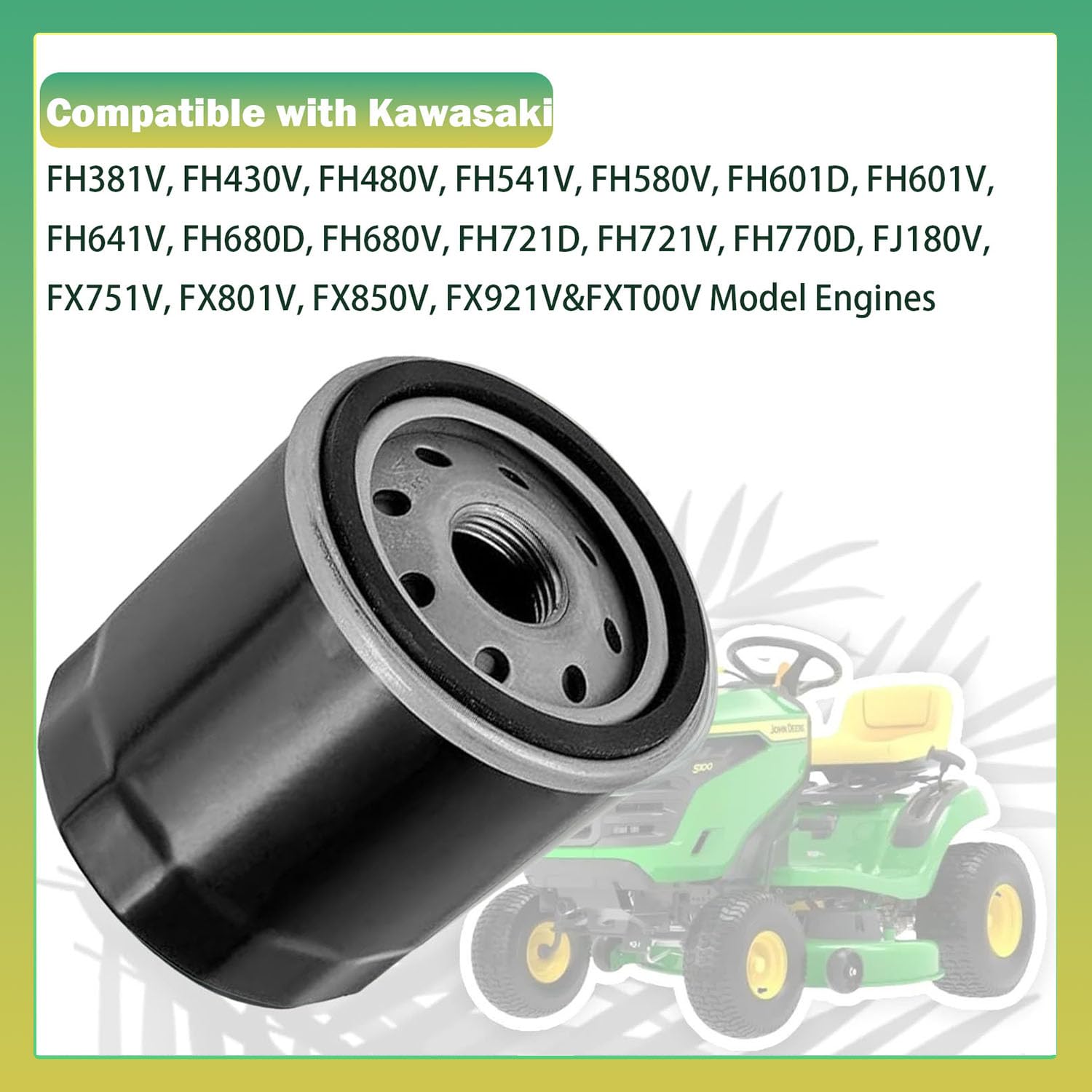 YIBOCO AM107423 AM116304 Oil Filter Replacement for John Deere 170 180 185 240 265 GX255 GX325, Kawasaki 16097-1069 49065-2060 49065-2068 Tecumseh 36262 36563 36961 (2 Pack)