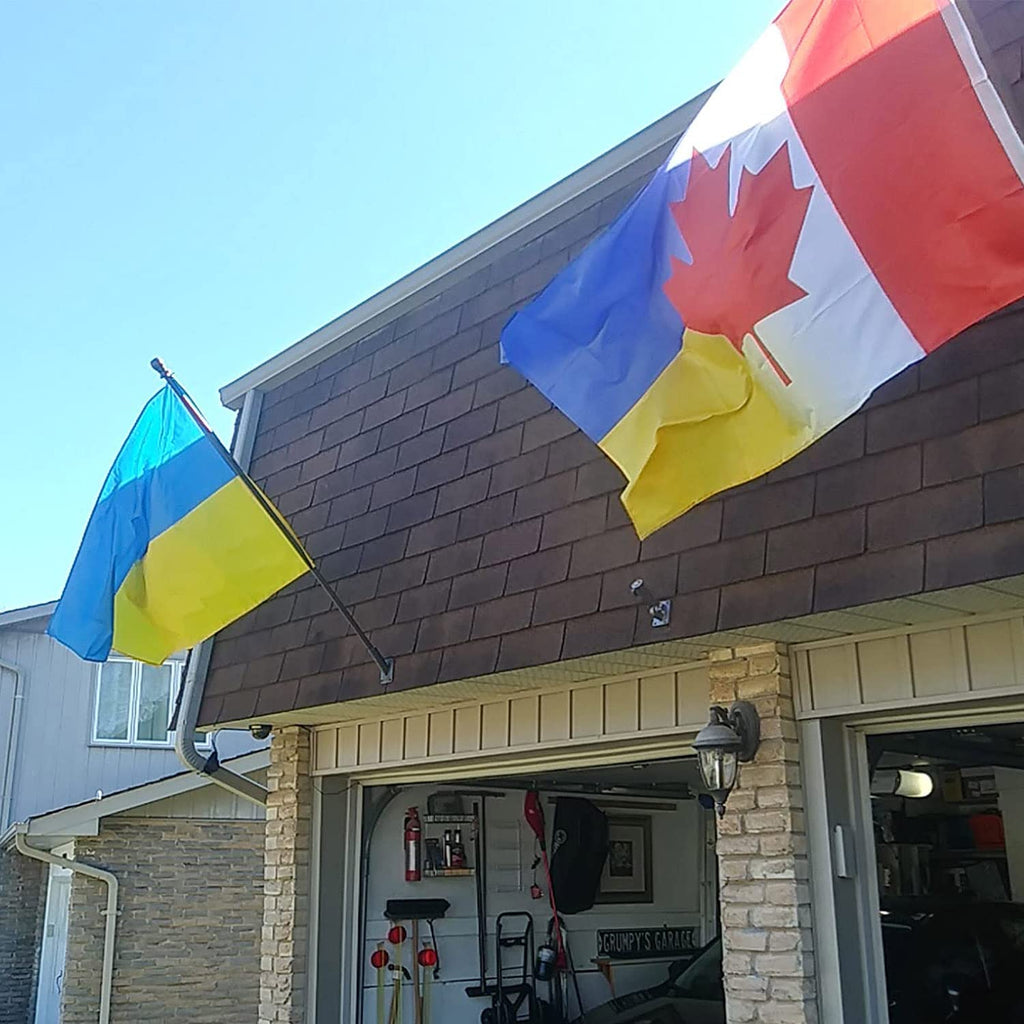 Canada Ukraine Flag 3x5 Ft -Double Sided Print Canadian Ukrainian National Flags Polyester with Two Brass Grommets 3x5 Foot Flag Decorations House Banner