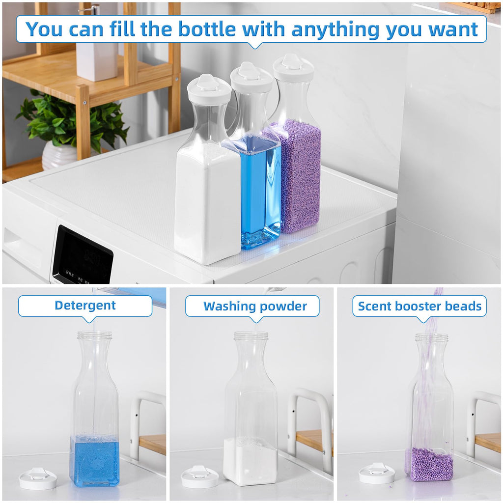 Fabric Softener Dispenser, 54oz Plastic Laundry Detergent Container - 2 Pack with 4 Labels for Laundry Room Organization