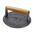 7 Inch Bacon Press, Heavy Duty Cast Iron Grill Press, 2.5 lbs Round Smash Burger Press with Wood Handle & Raised Edge, Food-Grade Griddle Press for Hamburger Bacon Seared Steak Sandwiches and Panini