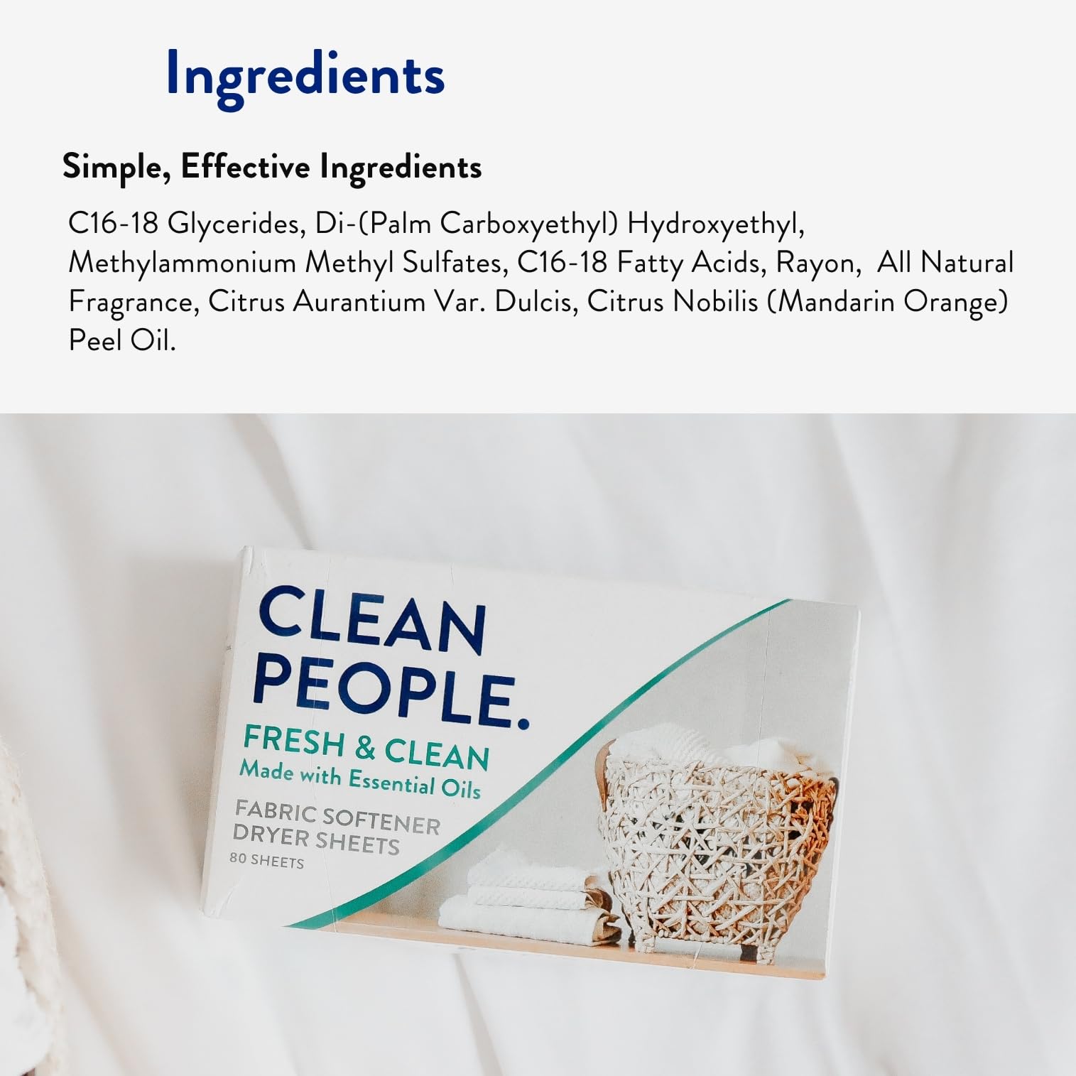 The Clean People Fabric Softener Sheets - Dryer Sheets - Softens & Removes Static Cling - Vegan Laundry Softener, Essential Oils - Fresh Scent 240 Pack