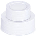 100 Pieces White Plastic Plates, Disposable Party Plates, 50 Heavy Duty White Dinner 10 Inch Plates and 50 Disposable Dessert Appetizer Elegant Fancy Wedding 7.5 Inch Plates