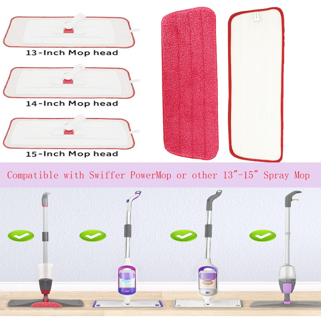 6 Pack Microfiber Mop Pads,Spray Mop Pads Replacement, Reveal Mop Cleaning Pads,Fit for Wet/Dry Spray Mops & Reveal Mops Washable 16.5 * 5.5 Inches. (Red)