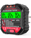 Outlet Tester Electrical GFCI Receptacle Detector with LCD Display, 90-250V Socket Tester, Circuit Polarity Voltage Detector, Plug Tester Breaker Finder with 6 Visual Indication CAT II 300V (CA Plug)