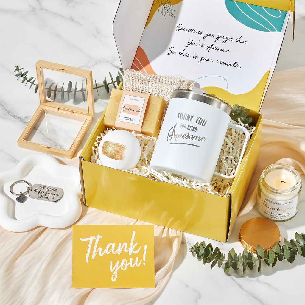 Thank You Gifts for Women Employee Appreciation Mother's Day Gift Basket Box for Wife Her Best Friend Mom Teachers Nurse Secretary Boss Lady Hostess Leaders Office Coworkers for Holiday Thanks Card