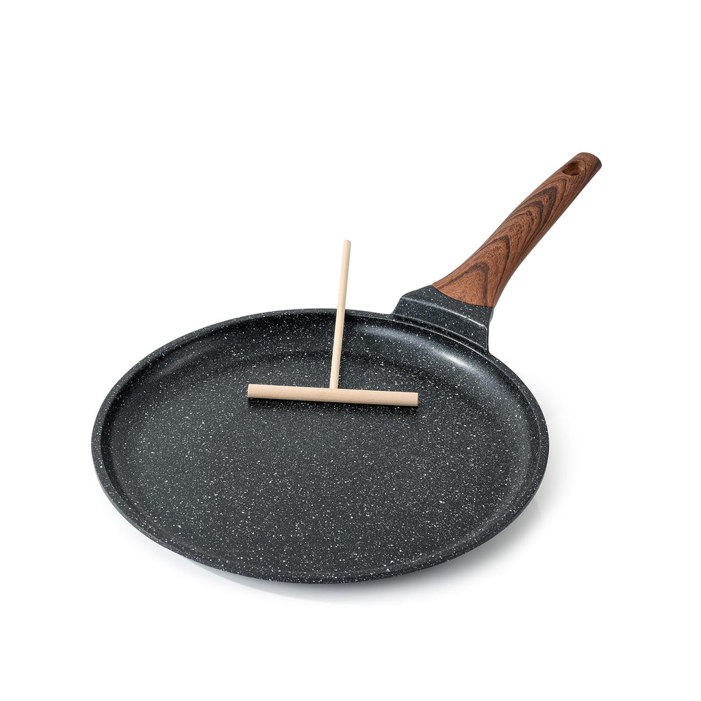 Kordisen Crepe Pan Nonstick, 12 Inch Granite Coating Comales para Tortillas Dosa Pan with Spreader, Induction Compatible, PFOA Free